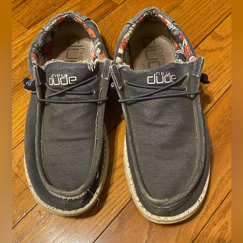 Mens Hey Dude Wally‎ Stretch Blue Canvas Red Floral Lining Size 11
